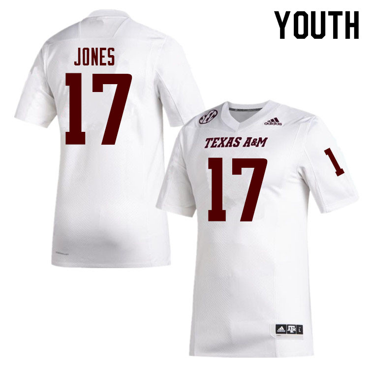 Youth #17 Jaylon Jones Texas A&M Aggies College Football Jerseys Sale-White - Click Image to Close